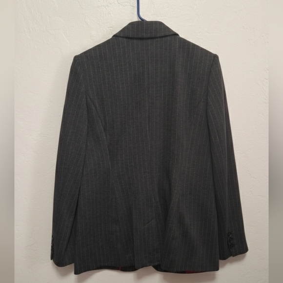 Tommy Hilfiger Gray Pinstripe One Button Women's Blazer Size 10 - Picture 9 of 11